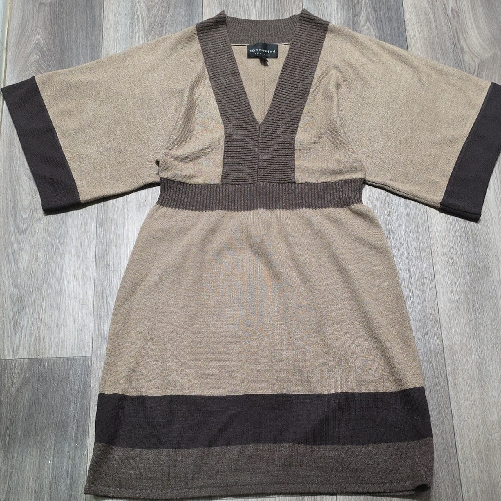 Connected Apparel Tan and Brown Maxi Dress
